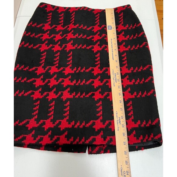 Talbots Petites Women's Black Red Houndstooth Wool Blend Skirt Lined Size 10 P - Picture 9 of 10